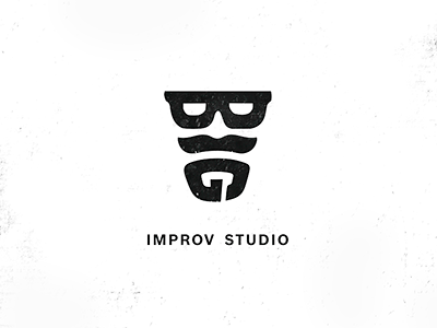 BIG update beard branding glasses graphicdesign impersonation improvisation letters logo logoidea logomark logotype man mask mustache show