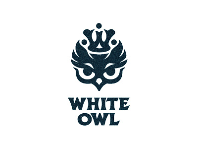 White owl birds chicks crown logo logotype monogram mother nest night owl queen