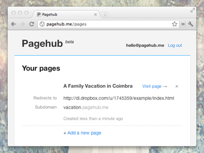 Pagehub.me ui website