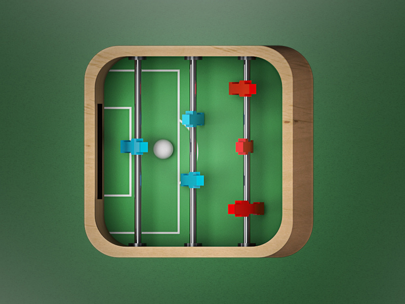 Foosball Icon Design foosball soccer toy game ball red blue 3d app icon