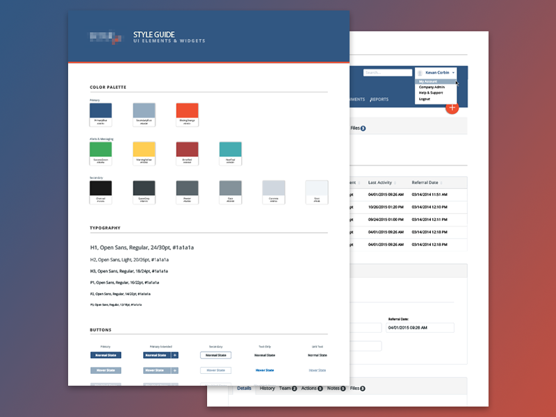 UI Styleguide web web design states forms list button typography color palette styleguide