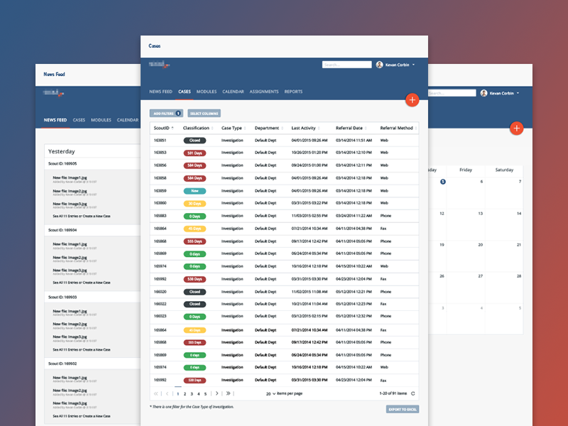 Enterprise Tool list dashboard material design enterprise web ui