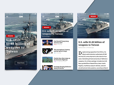 CNN News Reader app article design ios minimal mobile modern news tag typography