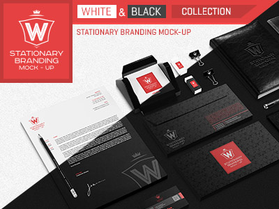 Stationary Branding Moc Up White Black Collection black branding business card collection identity mock up mock ups realistic stationary visual identity white