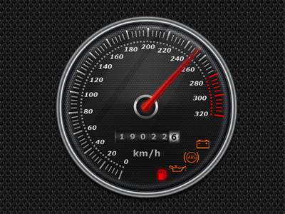 Speedometer chrome glass icon speed