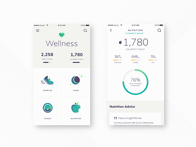 Wellness Health App app circle graph graph health iconography icons wellness