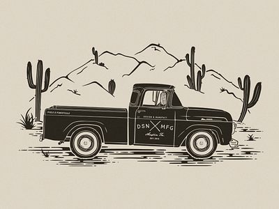 Truck Illustration cactus ford illustration screenprint shirt truck vintage