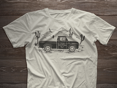 DSNxMFG T-Shirt cactus illustration mockup screenprint shirt truck