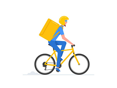 Bicycle courier bicycle bike box boy city courier cyclist delivery fast food illustration isolated man modern pizza postman ride service transportation vector