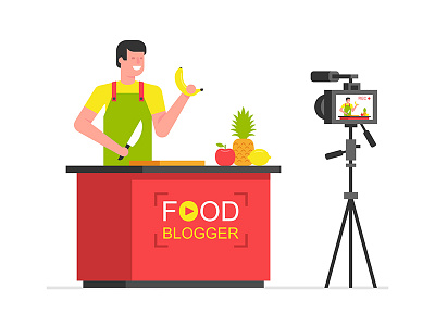 Food blogger blog blogger business camera caucasian communication food hobby home indoors internet kitchen male man person recording stylish video vlog work