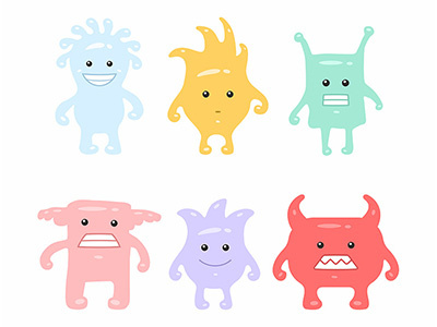 Monsters Set alien animal art cartoon character clip collection comic concept cute decorative design