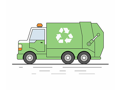 Green garbage truck