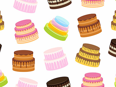 Pattern with Cakes abstract backgrounds birthday biscuit breakfast cafe cake cartoon cherry chocolate coffee cookie