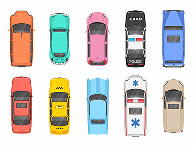 Cars Top View auto automobile car cargo collection design drive freight icon illustration isolated lorry