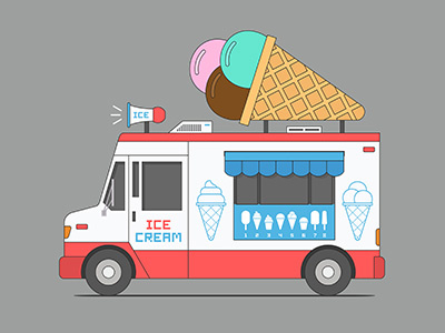 Ice Cream Truck automobile business cab car cheerful childrens delivery food ice lorry merchandise milk