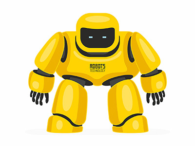 Yellow robot automated cartoon computer cybernetics cyborg personality plastic robot science shiny technology toy