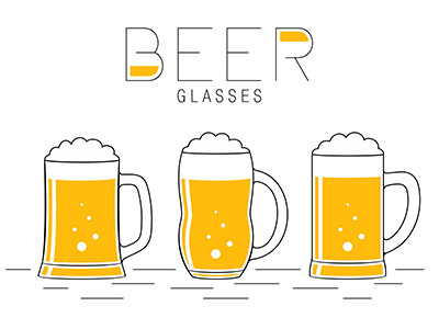 Three glasses of beer alcohol ale bar beer bubble cold drink foam freshness glass gold mug