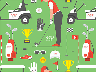 Seamless pattern with Golf game car game gold golf golfer golfing grass green hole man pattern play