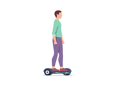 Man riding an Electric hoverboard design electric flat hoverboard illustration man people riding scooter transport vector