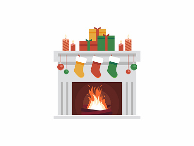 Christmas fireplace candles christmas design fire fireplace gift graphic illustration logs warm winter