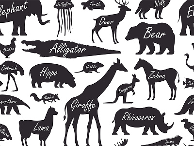 Pattern with Animal african animal bird cartoon collection design giraffe hippo icon illustration logo nature seamless set vector wild zebra zoo