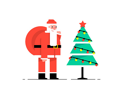 Santa Claus 2020 art cartoon christmas tree design flat funny happy new year holidays icon illustration santa santa claus star vector xmas