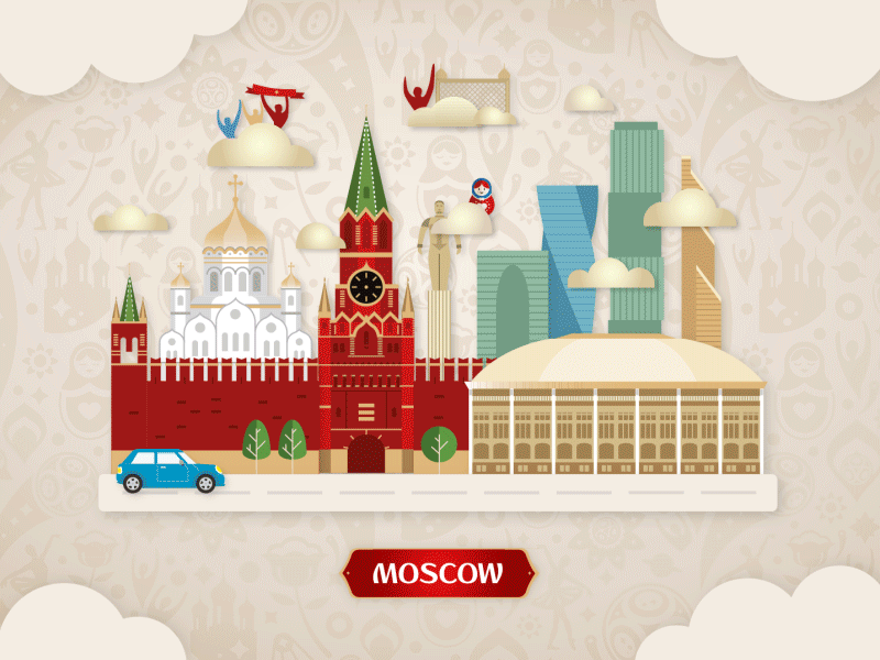 FIFA World Cup 2018 animation city fifa football illustration kremlin moscow soccer stadium ui world cup 2018 russia