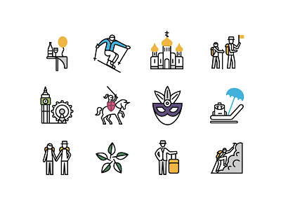 icons for travel company celebration design extreme horse icon illustration russia set travel ui web