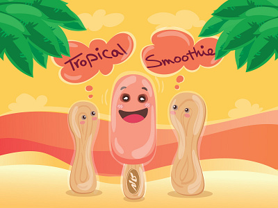 Tropical Smoothie Icecream flat illustration happy hot ice cream illustration illustrator smoothie tropical