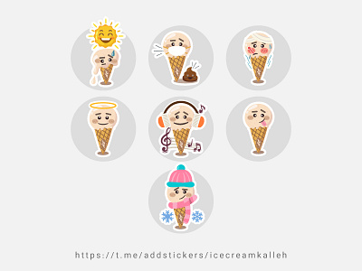 Telegram Stickers of Icecream for Kalleh Brand - 02 angel cold hot icecream illustration illustrator music shit sick sticker telegram telegram stickers