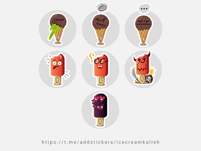 Telegram Stickers of Icecream for Kalleh Brand - 04 angey cool fear icecream illustration illustrator kill kiss question sticker telegram telegram stickers