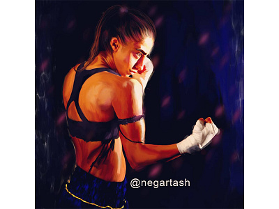 The portrait of the winner digital painting fighter girl illustration illustration art portrait portrait art portrait painting sport winner