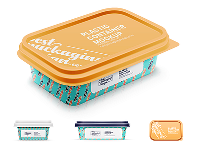 Rectangle Plastic Tub PSD Mockup butter tub mockup food packaging ice cream tub mockup mockup packaging packaging design psd mockup rectangle tub psd mockup tub mockup