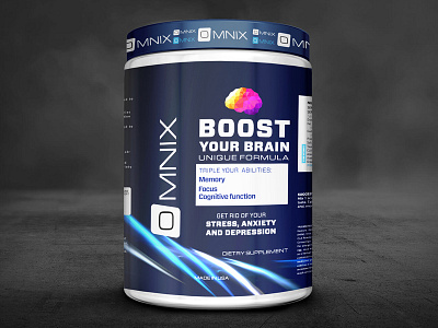 Brain Boost Supplement Label Design + Branding brain boost supplement label brain supplement label label label design packaging packaging design protein supplement label supplement label design supplement packaging label