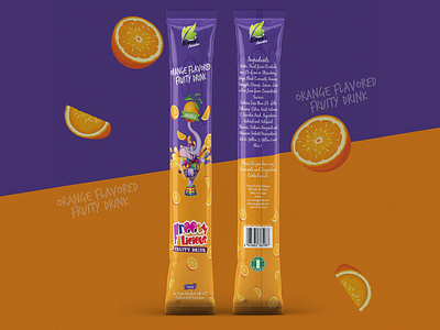 Stick Sachet Wrapper Design for Orange Juice food packaging juice packaging design packaging design packaging label design stick sachet design wrapper design