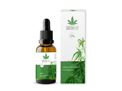 Green Hemp Label and Box Packaging Design