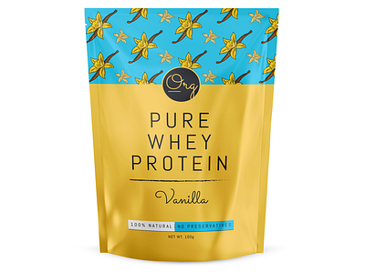 Whey Protein Vanilla Packaging Design & Doypack Mockup