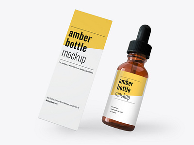 Download Amber Glass Bottle With Box Mockup By Anchal On Dribbble