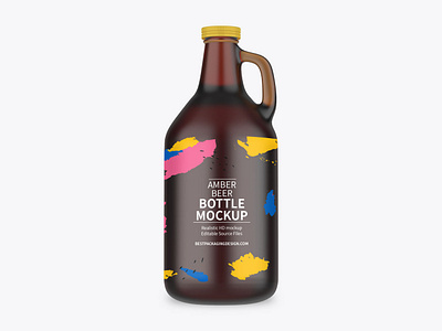 Amber Growler Beer Bottle Mockup
