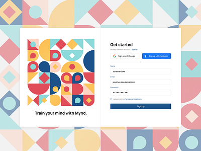 Sign Up page design - MYND | Mind and Wellness Brand