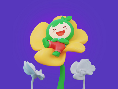laugh in the flower 3d blender flower ip