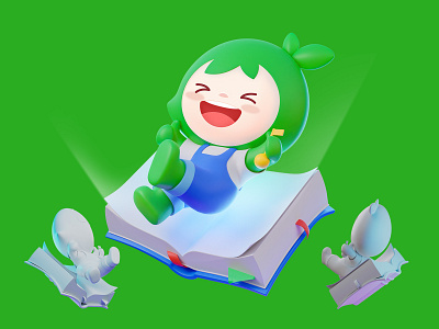 Jump out from the book 3d blender illustration