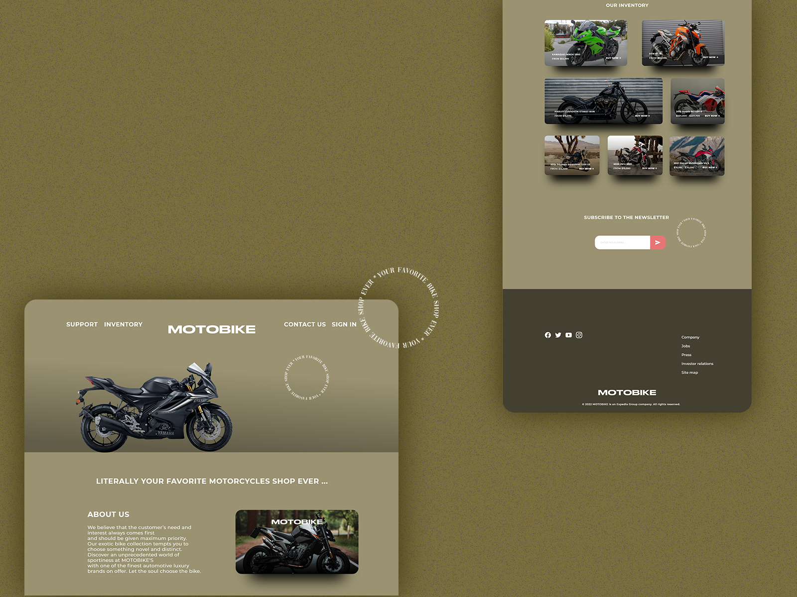 UI to a imaginary MOTORCYCLES Shop by HAKIM on Dribbble image.