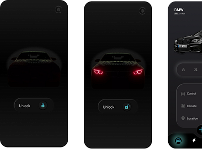BMW - Mobile Design app app mobile bmw car clean design dark page design design car find job find work finder mobile app ui