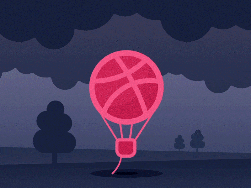 Hello Dribbble! animation balloon debut dribbble first shot flat gif illustration thanks