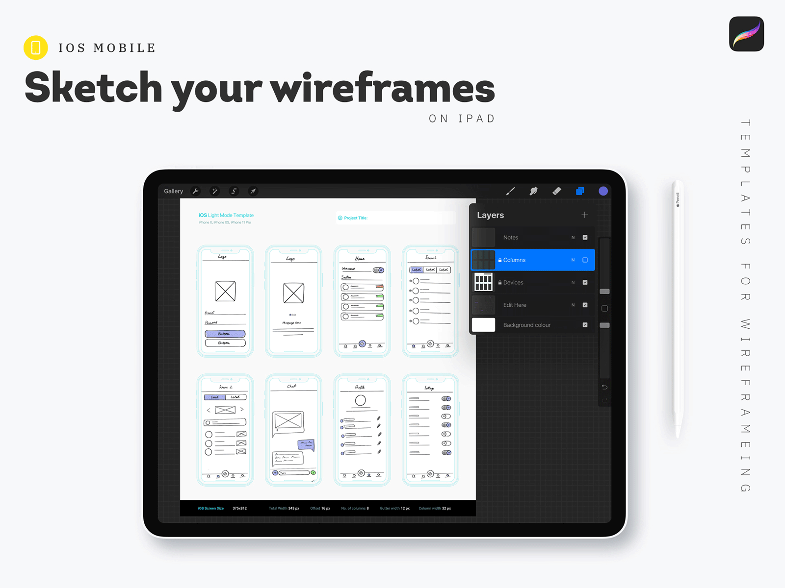 Procreate Template for Wireframes