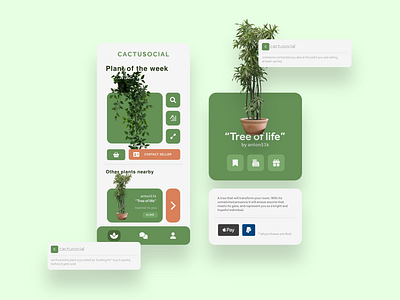 cactuSocial - The Ebay of Plants apple branding cactusocial green ios iphone nature plants shop social sustainable ui