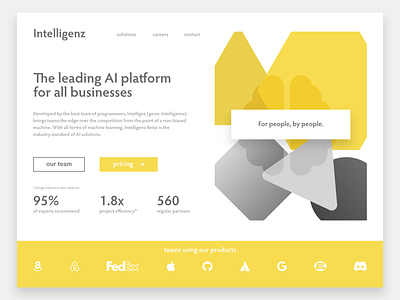 Intelligenz - AI Web Page Design abstract ai artificial branding company design intelligence landing learning machine modern orange page ui web yellow