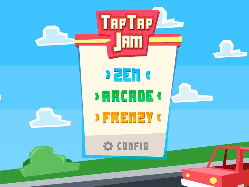 Taptap Jam - Menu screen car cloud game sky tap vector