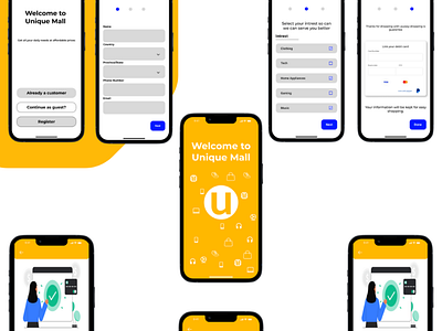 Layout of Unique Mall app. app figma graphic design ui ux vector